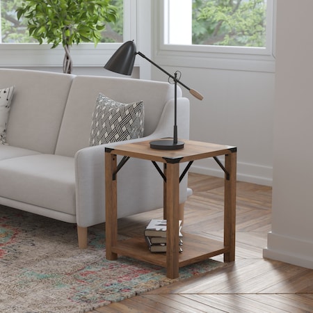 Flash Furniture 17.5 W, 17.5 L, 22 H, Engineered Wood, Rustic Oak ZG-036-OAK-GG